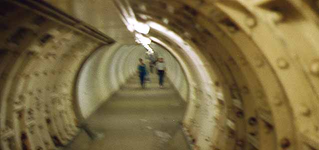 photo of foot tunnel under thames